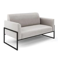 Sofá Namoradeira Com Poltrona Base Industrial Alta Preto Marisa Veludo D03 - D\'rossi Cor Cinza