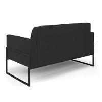 Sofá Namoradeira Com 2 Poltronas Base Industrial Alta Preto Marisa Veludo Preto D03 - D\'rossi - 6