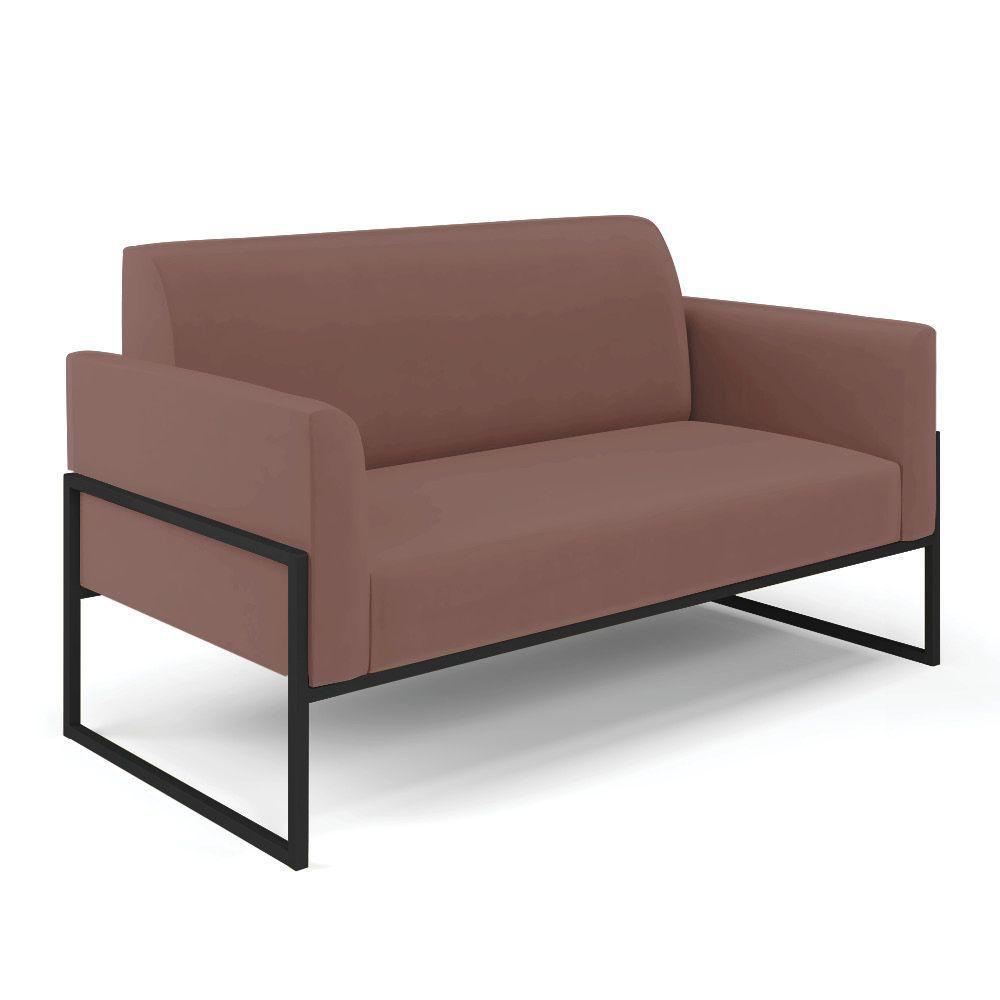 Sofá Namoradeira Com Poltrona Base Industrial Alta Preto Marisa Veludo Rosê D03 - D\'rossi - 7