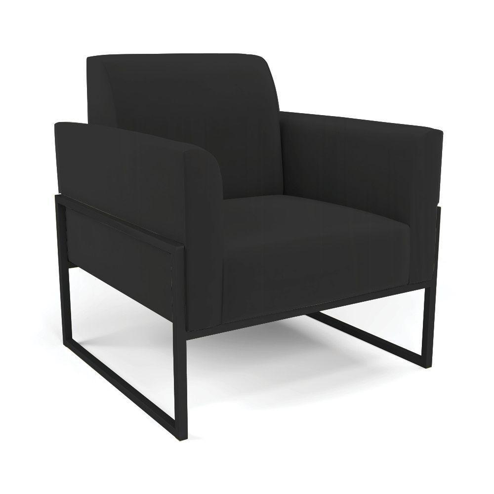 Sofá Namoradeira Com 2 Poltronas Base Industrial Alta Preto Marisa Veludo D03 - D\'rossi Cor Preto - 4