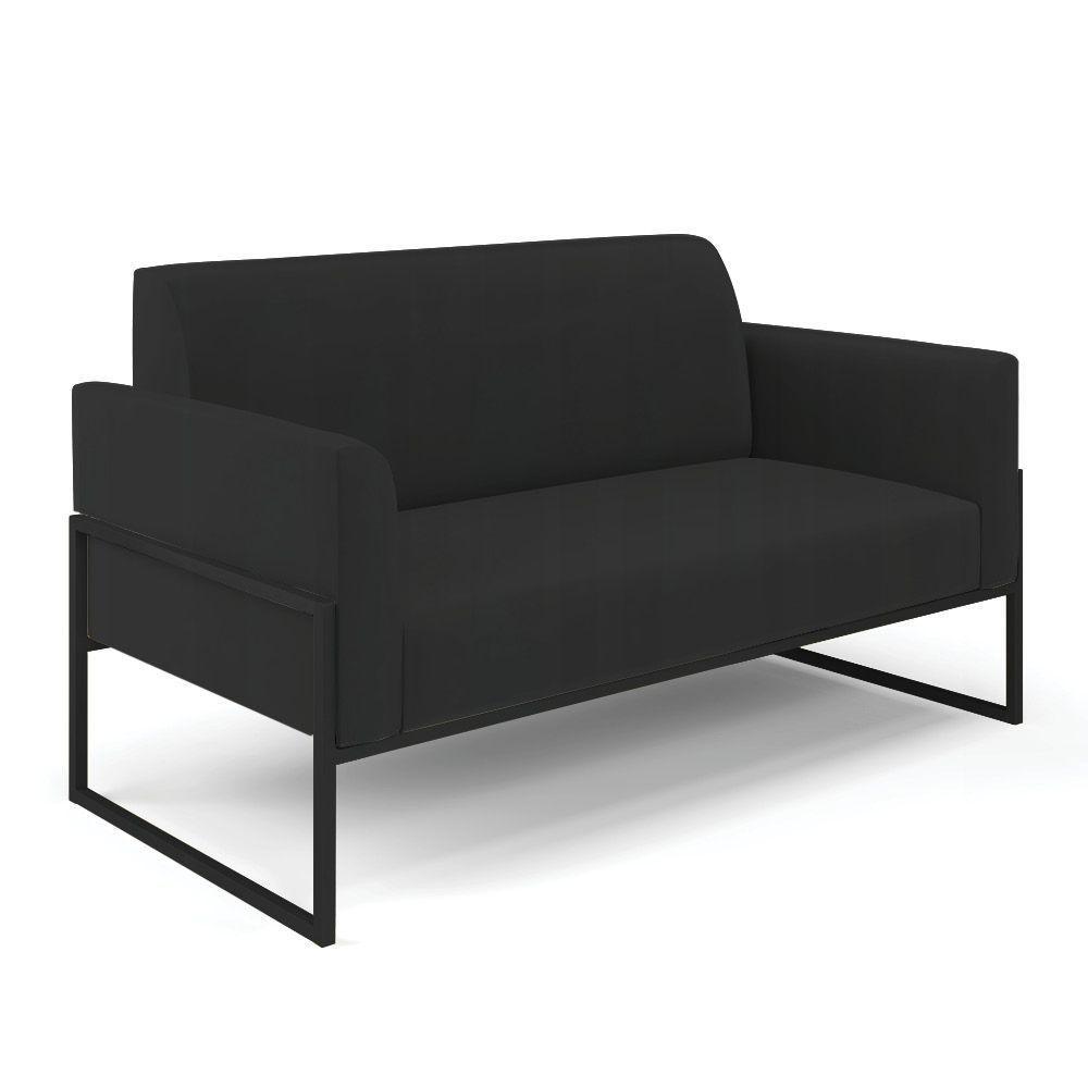 Sofá Namoradeira Com 2 Poltronas Base Industrial Alta Preto Marisa Veludo D03 - D\'rossi Cor Preto - 5