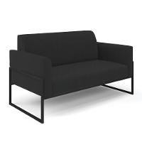 Sofá Namoradeira Com 2 Poltronas Base Industrial Alta Preto Marisa Veludo D03 - D\'rossi Cor Preto - 5