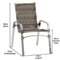 6 Cadeiras Emily E Mesa Adaptada Em Alumínio área, Piscina Trama Original Capuccino
