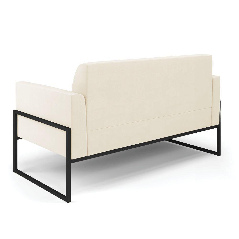 Sofá Namoradeira Com Poltrona Base Industrial Alta Preto Marisa Veludo Bege D03 - D\'rossi - 6