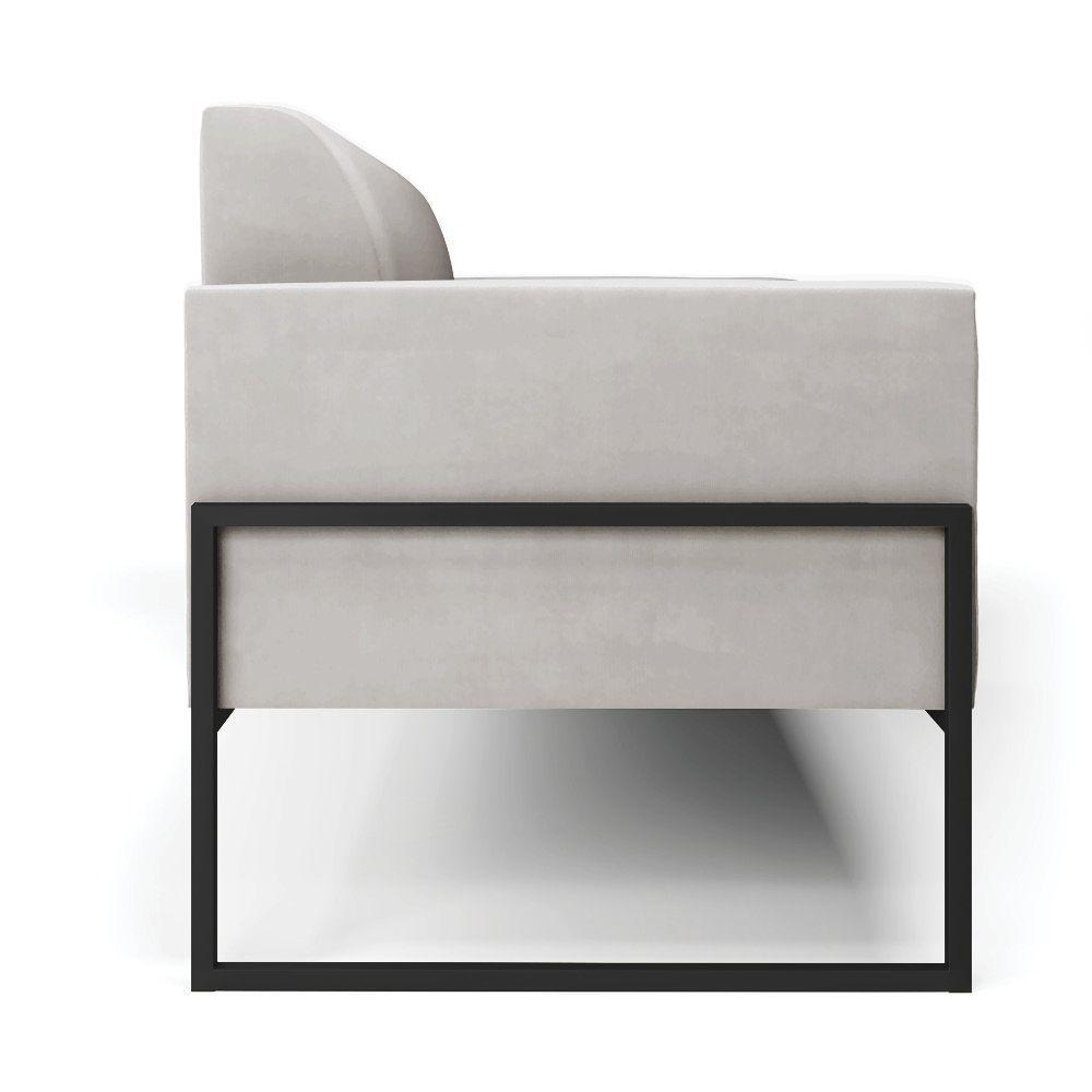 Sofá Namoradeira Base Industrial Alta Preto Marisa Veludo Cinza D03 - D\'rossi - 5