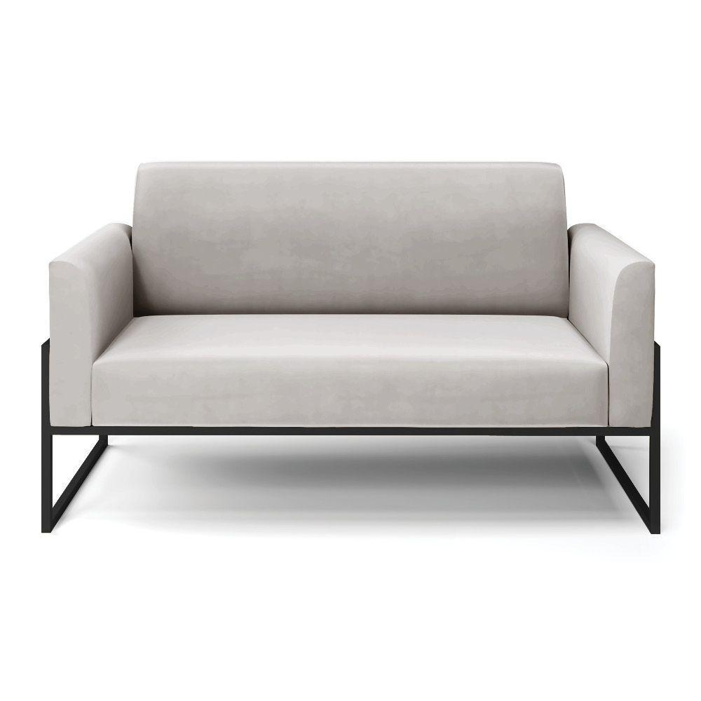 Sofá Namoradeira Base Industrial Alta Preto Marisa Veludo Cinza D03 - D\'rossi - 6