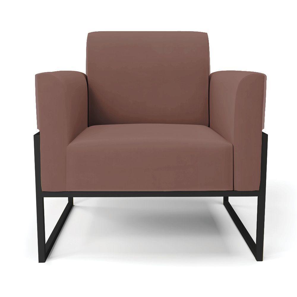 Kit 2 Poltronas Base Industrial Alta Preto Marisa Veludo Rosê D03 - D\'rossi - 7