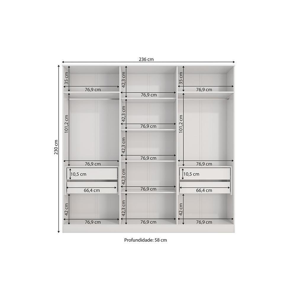 Guarda-roupa 6 Pts 4 Gvts Kappesberg Adapt Branco-macadâmia - 2