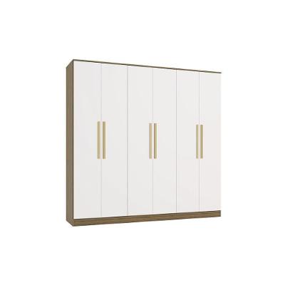 Guarda Roupa Casal Adapt N538 6 Portas de Bater 4 Gavetas Nogueira-Branco Kappesberg