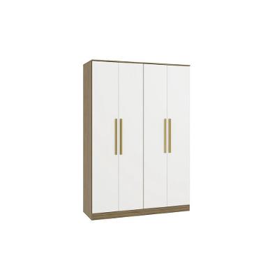 Guarda Roupa Casal Adapt N536 4 Portas de Bater 2 Gavetas Nogueira-Branco Kappesberg