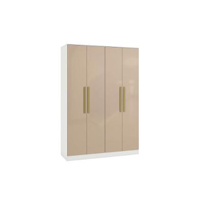 Guarda Roupa Casal N536 Adapt 4 Portas de Bater 2 Gavetas Branco-Macadâmia MDP Kappesberg