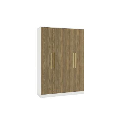 Guarda Roupa Casal Adapt N536 4 Portas de Bater 2 Gavetas Branco-Nogueira