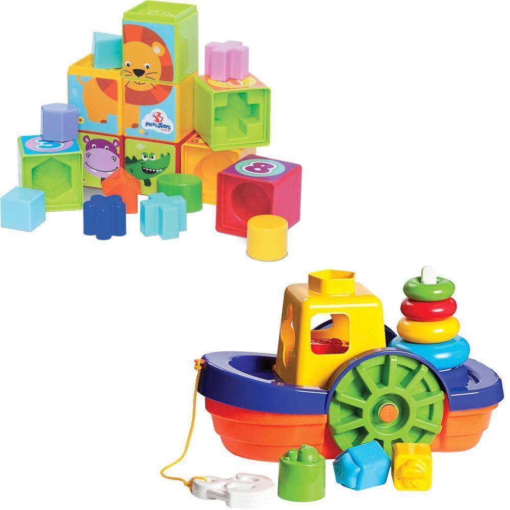 Kit De Brinquedos Educativos Barco + Cubinhos 5 Em 1 - 1