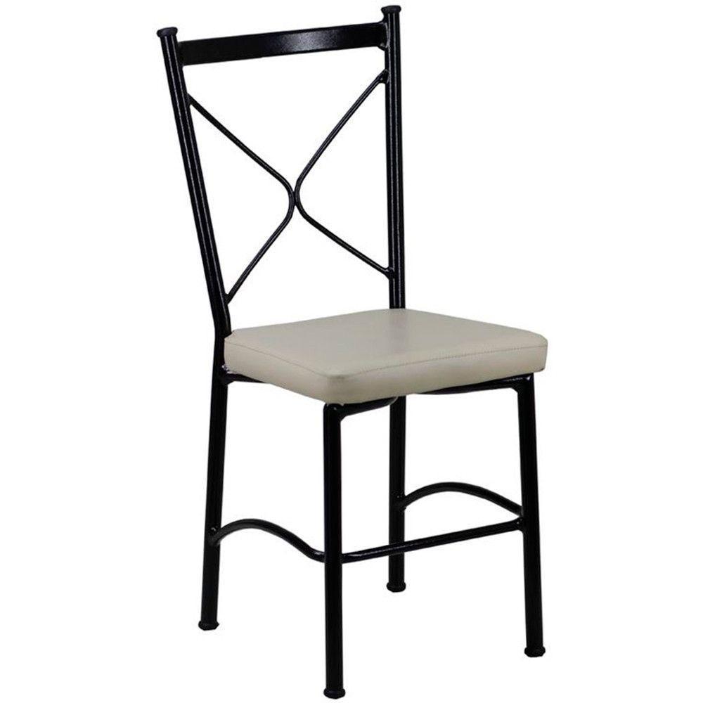 Cadeira Buffet Em Alumínio Para Cozinha, Restaurante, área Preto Com Bege - 1