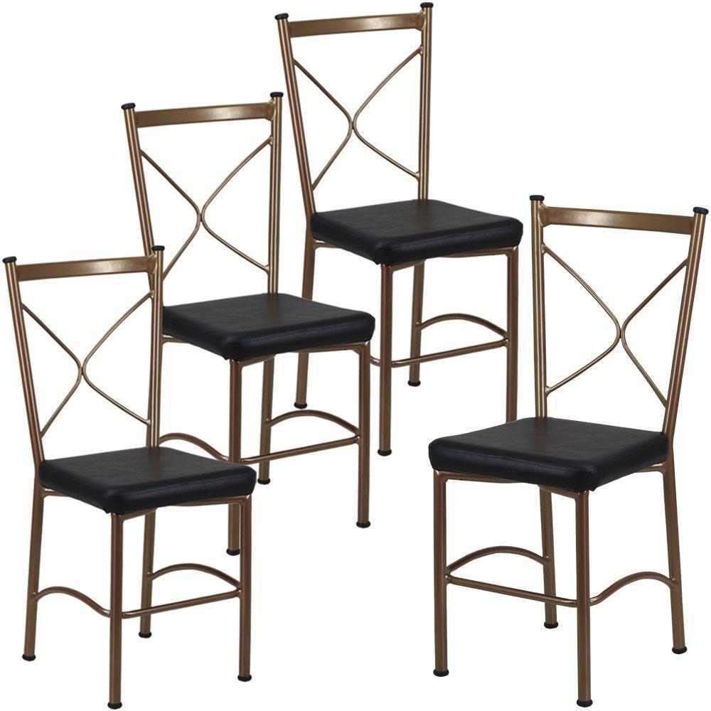 4 Cadeira Buffet Em Alumínio Para Cozinha, Restaurante, área Bronze Com Preto - 1