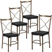 4 Cadeira Buffet Em Alumínio Para Cozinha, Restaurante, área Bronze Com Preto - 1