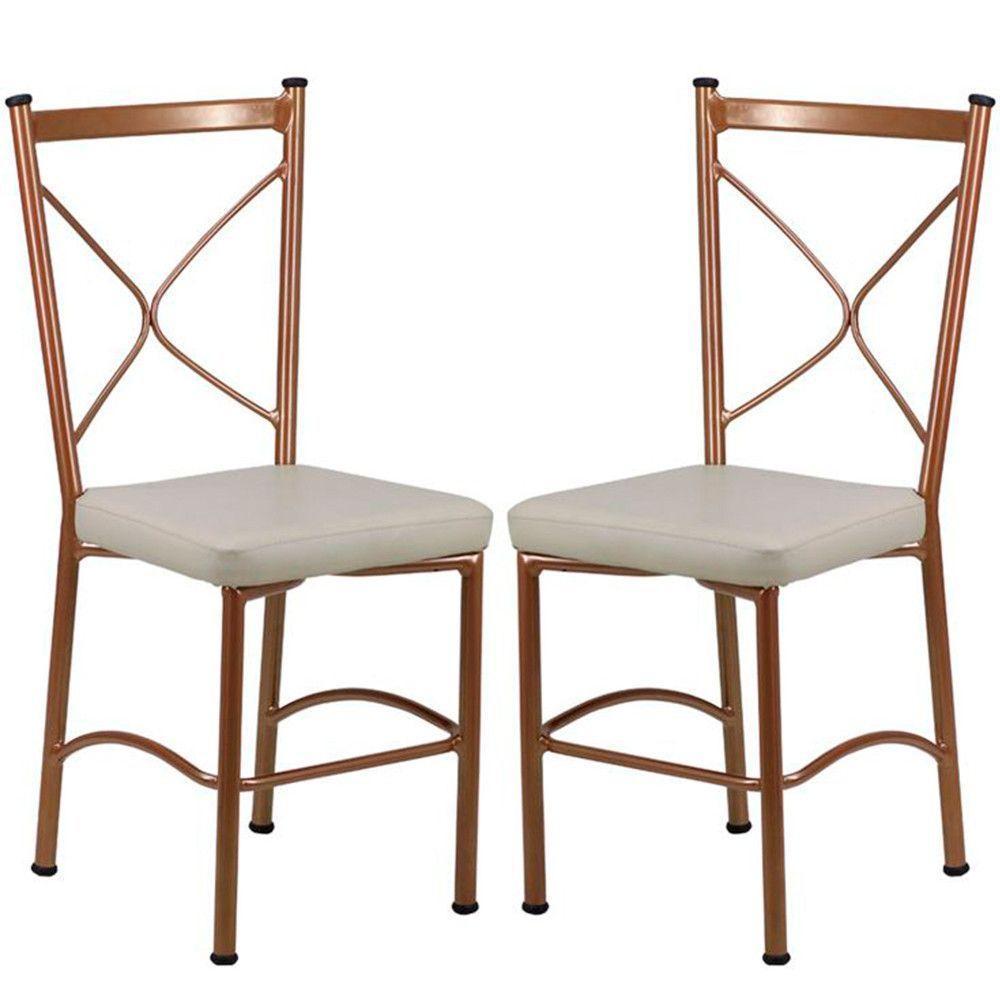 2 Cadeira Buffet Em Alumínio Para Cozinha, Restaurante, área Bronze Com Bege - 1
