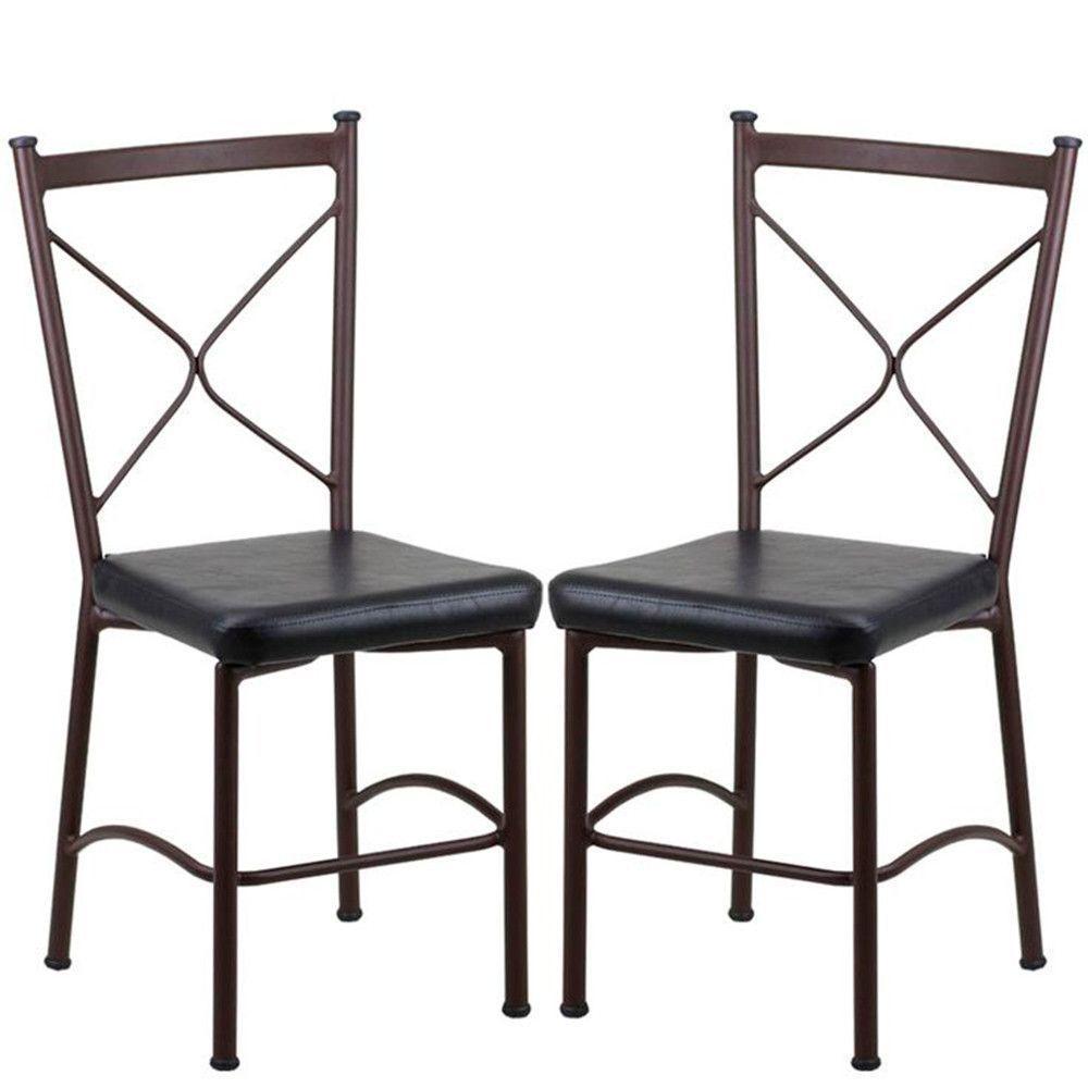 2 Cadeira Buffet Em Alumínio Para Cozinha, Restaurante, área Marrom Com Preto - 1