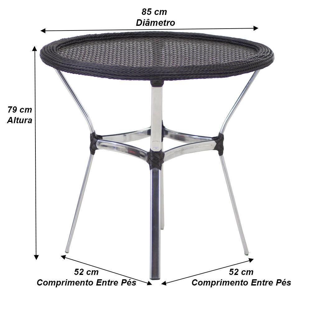 Conjunto 4 Cadeiras Floripa E Mesa Com Tampo Tramado Em Alumínio Piscina, área, Jardim Preto - 3