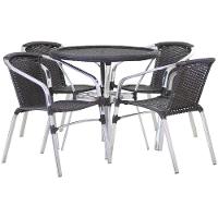 Conjunto 4 Cadeiras Floripa E Mesa Com Tampo Tramado Em Alumínio Piscina, área, Jardim Preto - 5