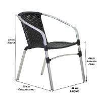 Conjunto 4 Cadeiras Floripa E Mesa Com Tampo Tramado Em Alumínio Piscina, área, Jardim Preto - 6