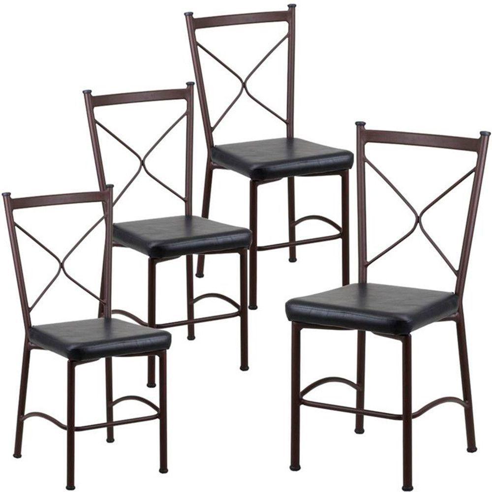 4 Cadeira Buffet Em Alumínio Para Cozinha, Restaurante, área Marrom Com Preto - 1