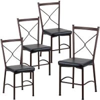 4 Cadeira Buffet Em Alumínio Para Cozinha, Restaurante, área Marrom Com Preto - 1