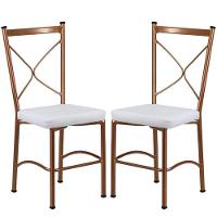 2 Cadeira Buffet Em Alumínio Para Cozinha, Restaurante, área Bronze Com Branco - 1