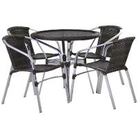 Jogo 4 Cadeiras Floripa E Mesa Com Tampo Tramado Em Alumínio Piscina, área, Jardim Pedra Ferro - 5