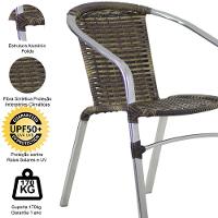 Conjunto 4 Cadeiras Floripa E Mesa Com Tampo Tramado Em Alumínio Piscina, área, Jardim Capuccino