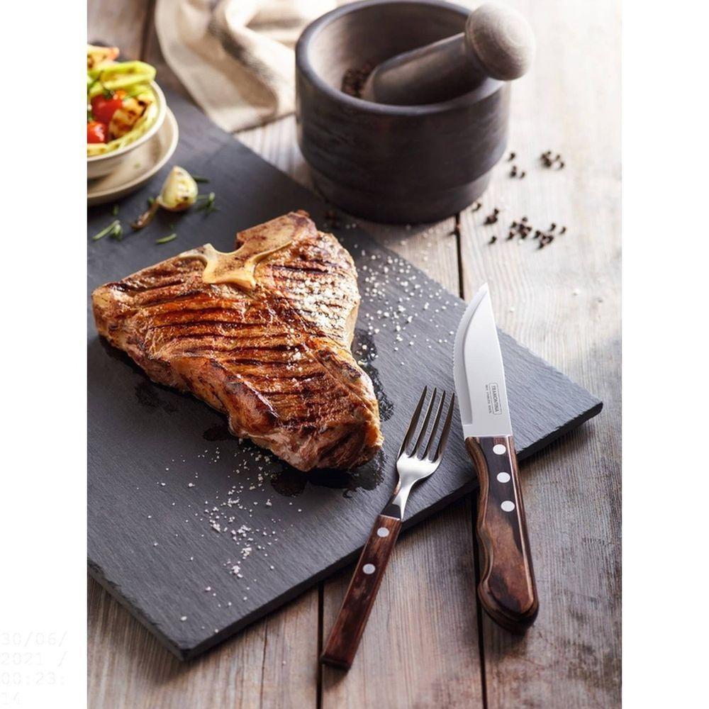 Jogo De Talheres Jumbo Para Churrasco Tramontina Em Aço Inox Com Cabo Castanho Polywood 4 Peças Tramontina - 2