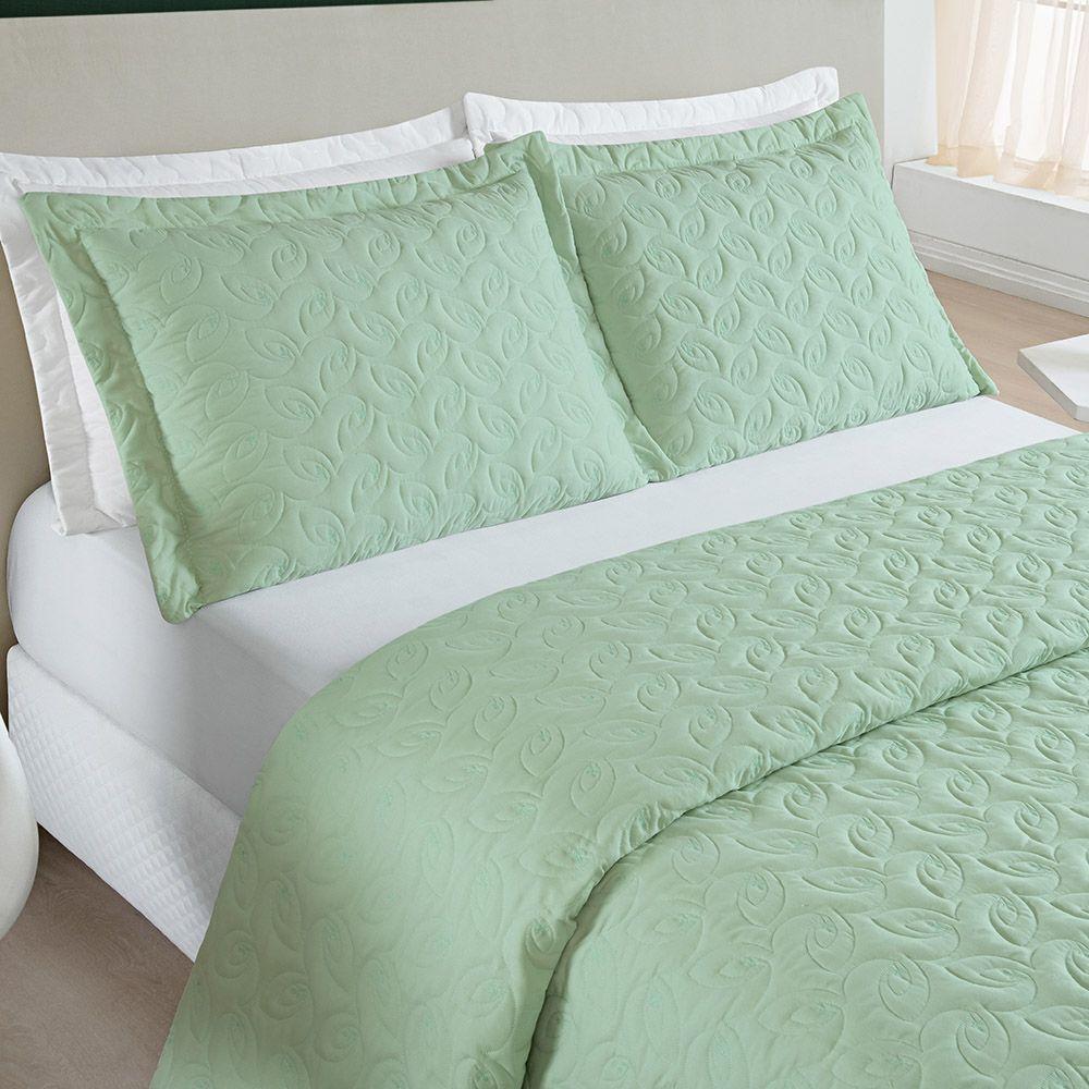 Colcha Cobre Leito Valença Queen 3 Peças Dupla Face - Verde - 3