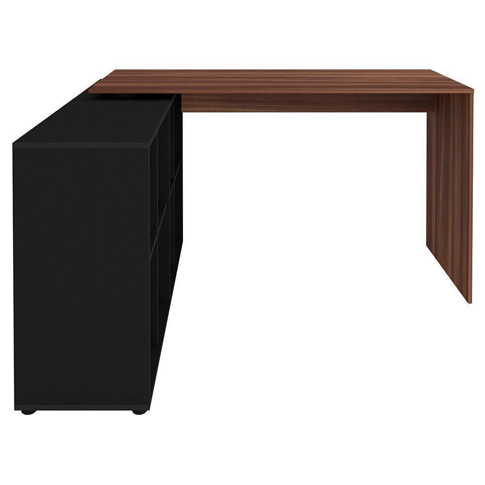 Mesa Escrivaninha Em L 140x130cm 8 Nichos Eron A06 Ipê/preto - Mpozenato - 10