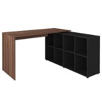 Mesa Escrivaninha Em L 140x130cm 8 Nichos Eron A06 Ipê/preto - Mpozenato - 1