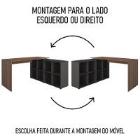 Mesa Escrivaninha Em L 140x130cm 8 Nichos Eron A06 Ipê/preto - Mpozenato - 5