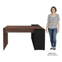Mesa Escrivaninha Em L 140x130cm 8 Nichos Eron A06 Ipê/preto - Mpozenato - 8