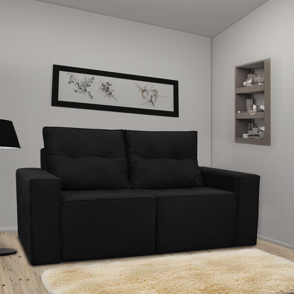 Sofá 2 Lugares Onix 1,80m Para Sala Confortavel Sued Herrero Cor:preto - 1