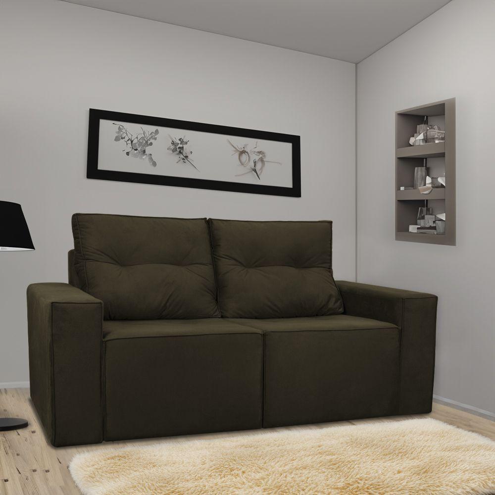 Sofá 2 Lugares Onix 1,80m Para Sala Confortavel Sued Herrero Cor:marrom Escuro - 1