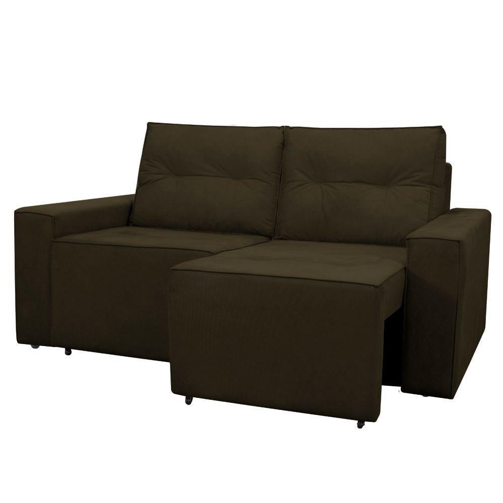 Sofá Retrátil Polo 1,80m Confortavel Para Sala Suede Herrero Cor:marrom Escuro - 9