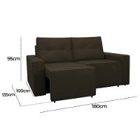 Sofá Retrátil Polo 1,80m Confortavel Para Sala Suede Herrero Cor:marrom Escuro - 6