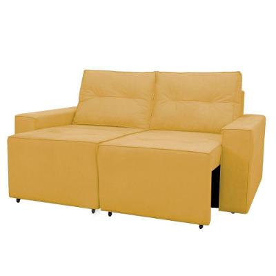 Sofá Retrátil Polo 1,80m Confortavel Para Sala Suede Herrero Cor:amarelo