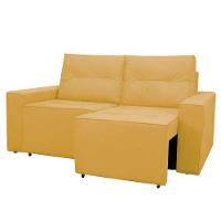 Sofá Retrátil Polo 1,80m Confortavel Para Sala Suede Herrero Cor:amarelo