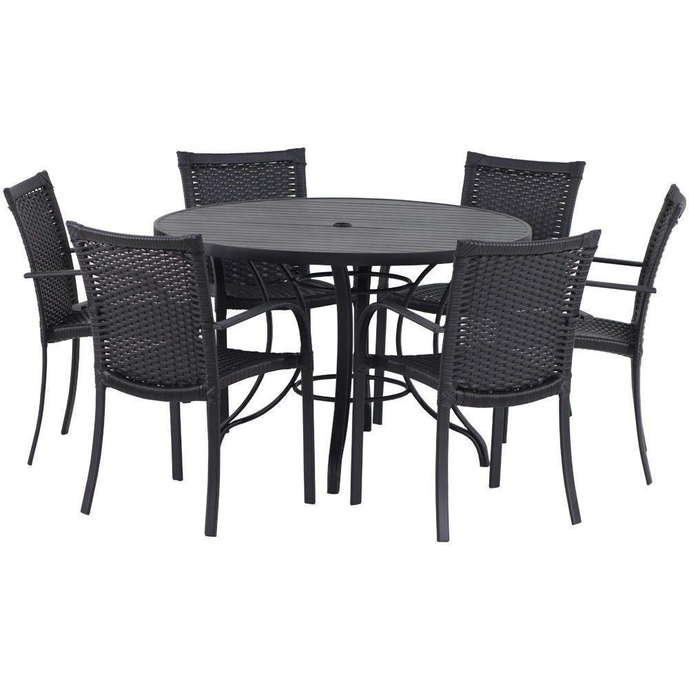 6 Cadeiras Ascoli Mesa Tampo Ripado Jardim, área Externa, Piscina, Edícula Trama Original Preto - 1