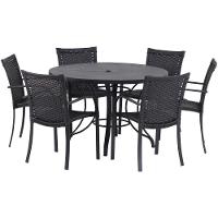 6 Cadeiras Ascoli Mesa Tampo Ripado Jardim, área Externa, Piscina, Edícula Trama Original Preto - 1