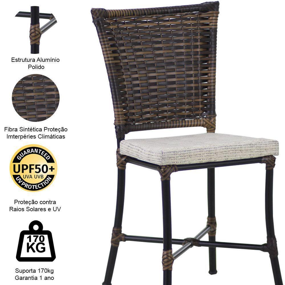 Conjunto 6 Cadeiras Angra E Mesa De Jantar Haiti Em Alumínio Com Pintura Eletroestática Pedra Ferro - 6