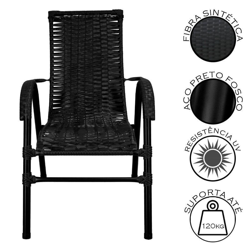 Conjunto De Mesa De Centro E 2 Cadeiras Bela Para área Externa Preto - 2