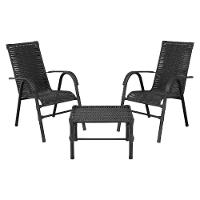 Conjunto De Mesa De Centro E 2 Cadeiras Bela Para área Externa Preto - 1