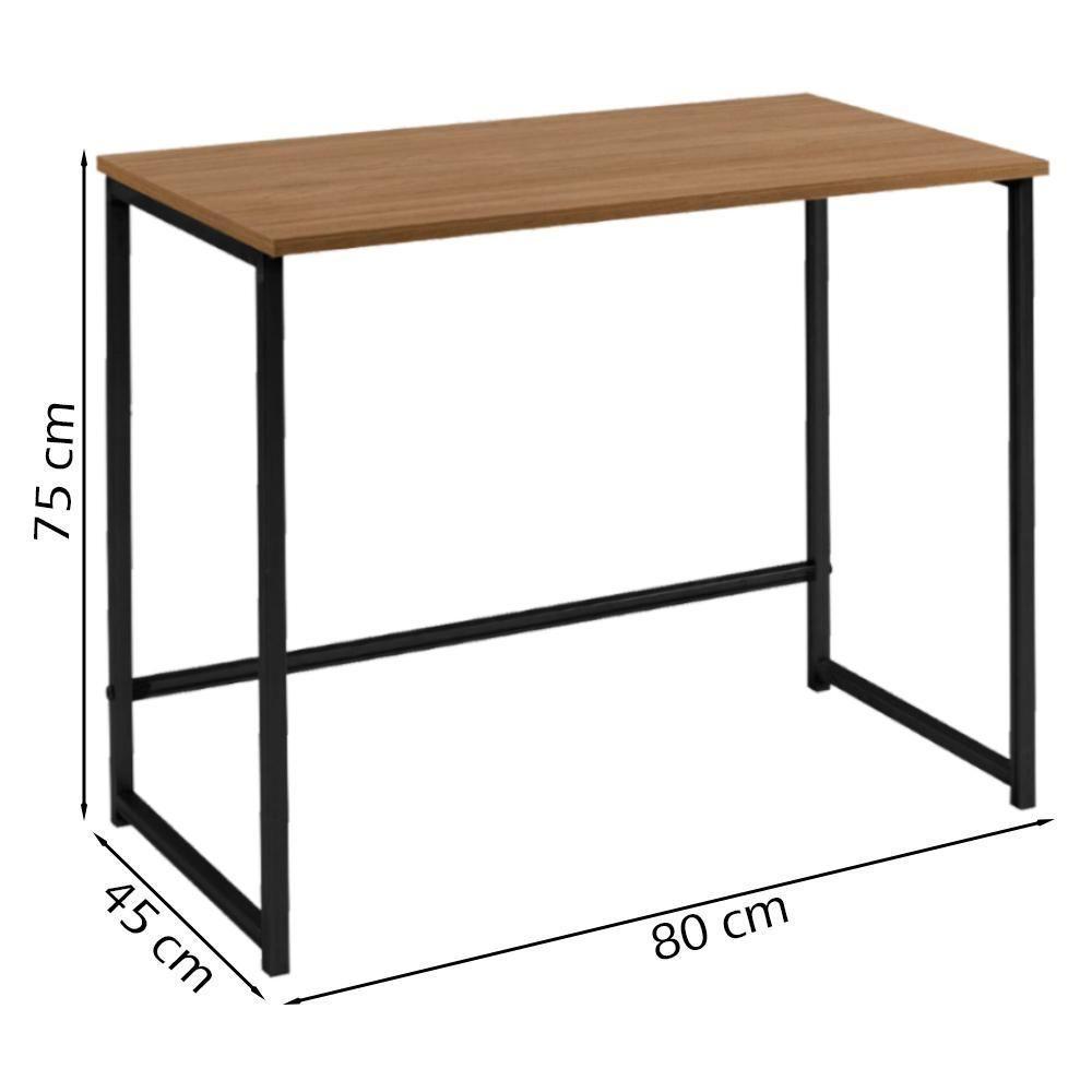 Escrivaninha Industrial Aço Preto I15 Tampo Castanho Madeira Taeda Dmobiliario Castanho - 4