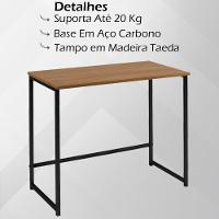 Escrivaninha Industrial Aço Preto I15 Tampo Castanho Madeira Taeda Dmobiliario Castanho - 3