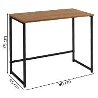 Escrivaninha Industrial Aço Preto I15 Tampo Castanho Madeira Taeda Dmobiliario Castanho